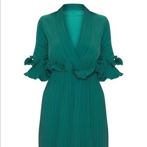 Emerald green ruffle dress